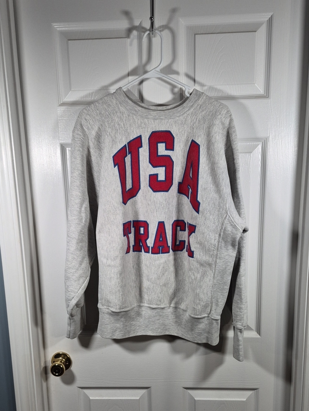 Gray USA Track Crewneck Sweatshirt - Soft Everyday Pullover